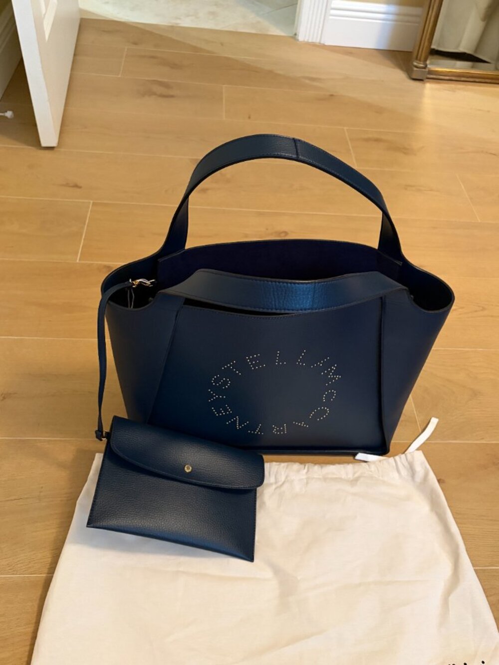 Stella McCartney Navy Perforated Logo Tote - Picture 8 of 14